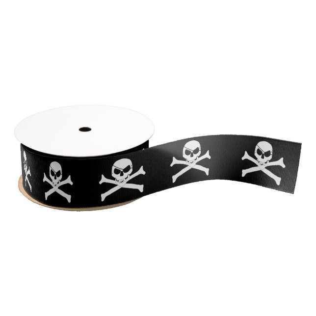 Pirate Skull and Crossbones  Grosgrain Ribbon (Spool)