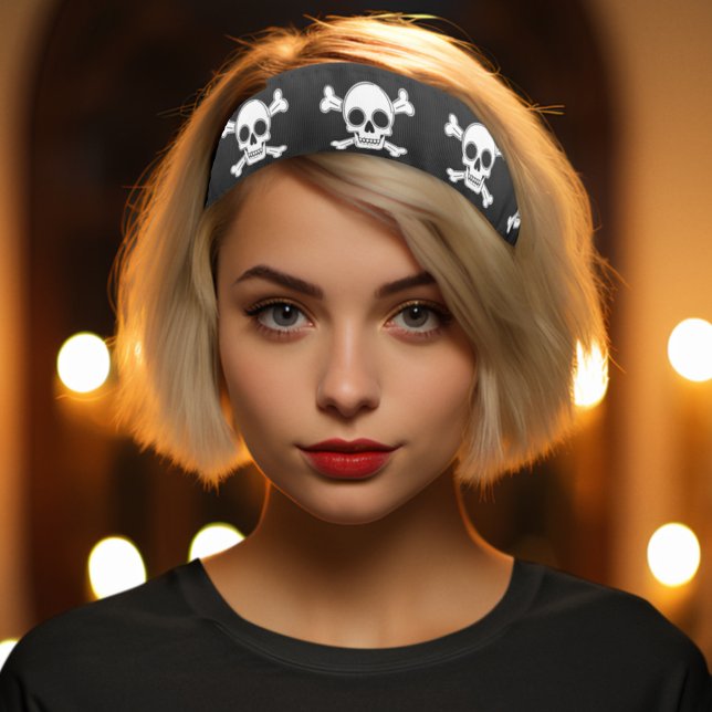 Pirate Skull and Crossbones Halloween Athletic Headband (Creator Uploaded)