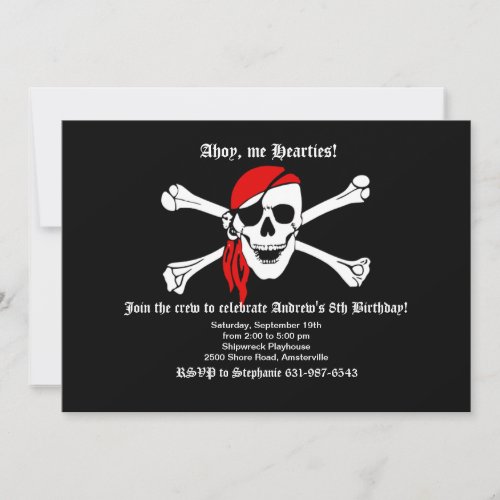 Pirate Skull and Crossbones Invitation