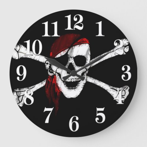 Pirate Skull and Crossbones Large Clock