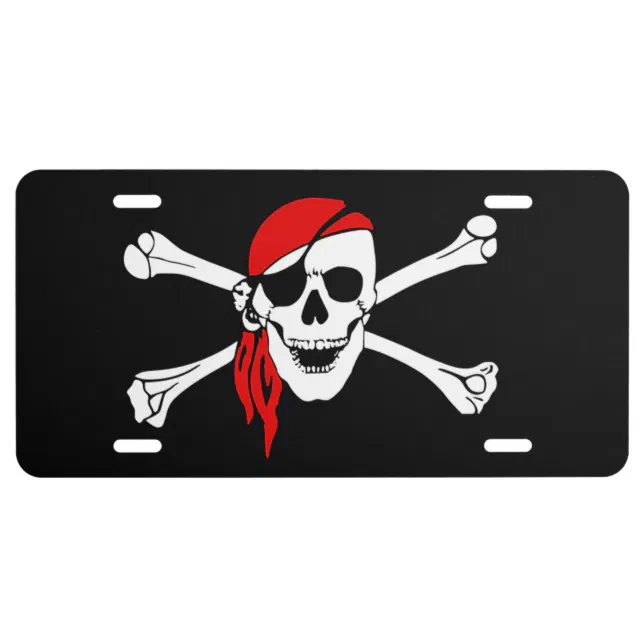 Pirate skull and crossbones license plate | Zazzle