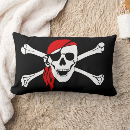 Pirate skull and crossbones lumbar pillow