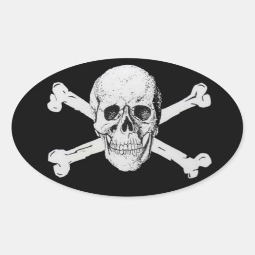 Pirate Skull and Crossbones Oval Sticker