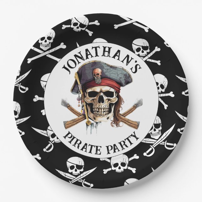  PIRATE skull and crossbones Paper Plate (Front)