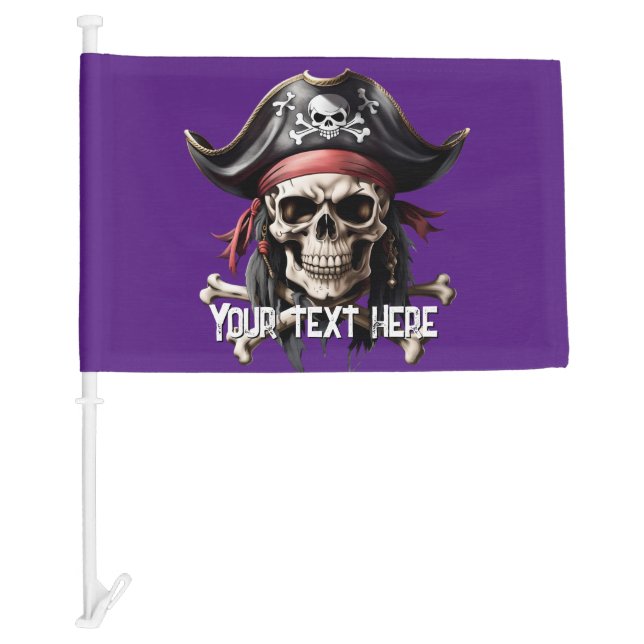 Pirate Skull and Crossbones Purple Car Flag (Front)