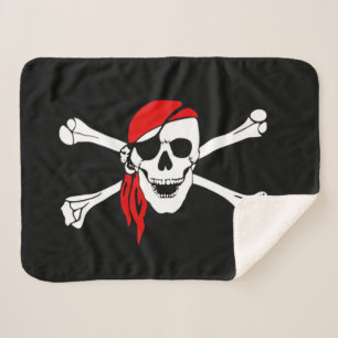 Pirate skull and crossbones sherpa blanket