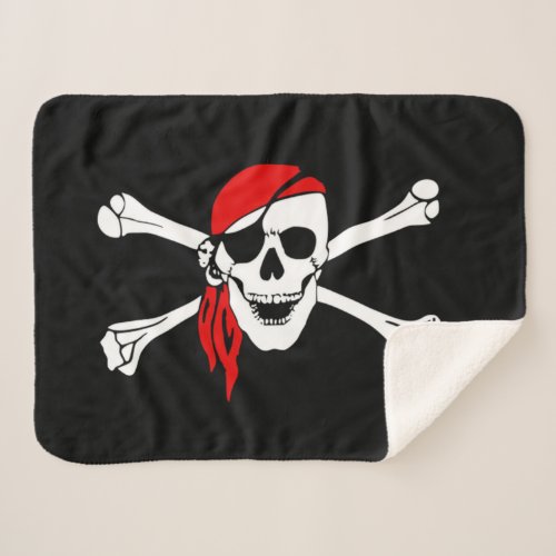 Pirate skull and crossbones sherpa blanket