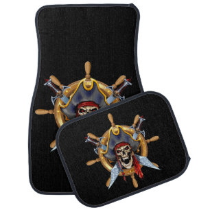 Pirate Skull And Crossbones Ships Helm Car Floor Mat