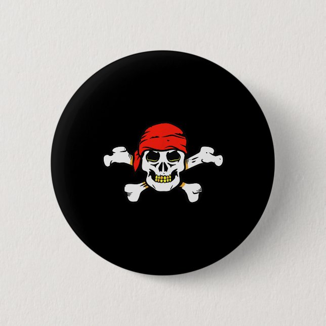 Pirate Skull And Crossbones Skeleton Halloween For Button (Front)