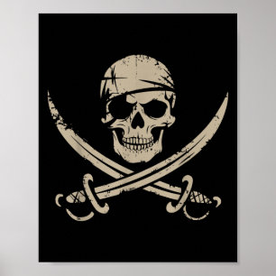 Pirate Skull And Crossbones Skeleton Halloween For Poster
