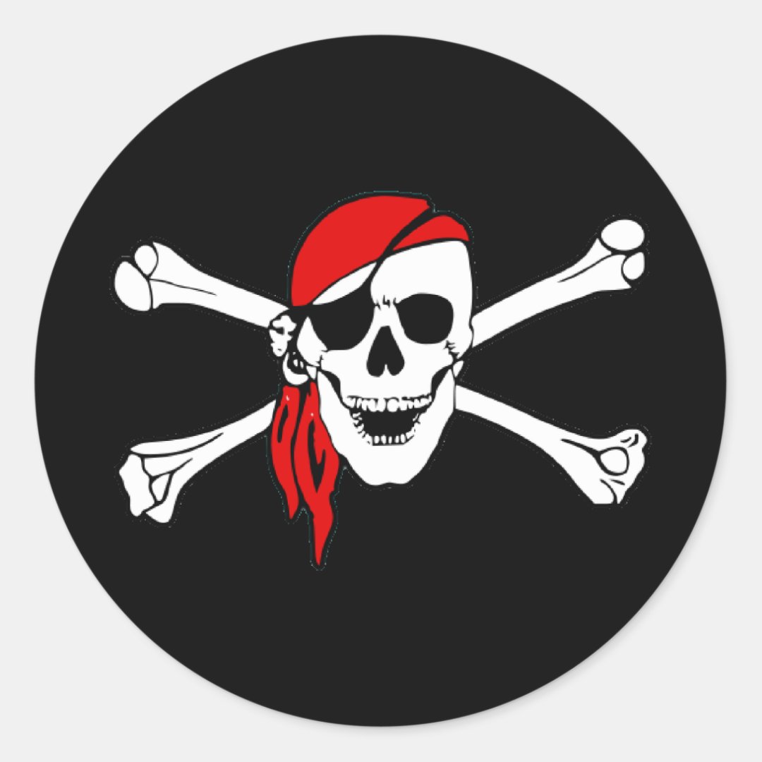 Pirate Skull and Crossbones Sticker | Zazzle