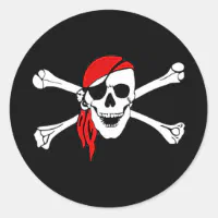 Pirate Mate Skull with Bandana Sticker