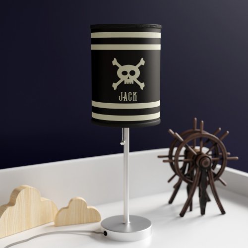 Pirate Skull and Crossbones Striped Table Lamp