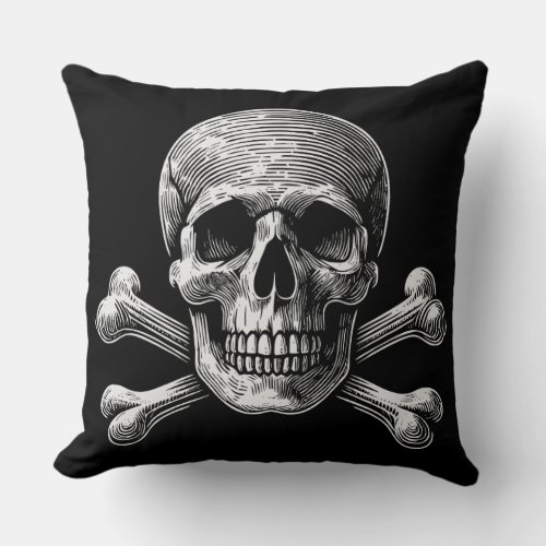 Pirate Skull and Crossbones Throw Pillow