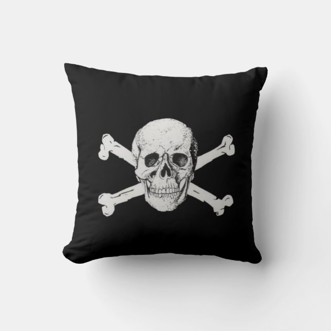 Pirate Skull and Crossbones Throw Pillow (Front)