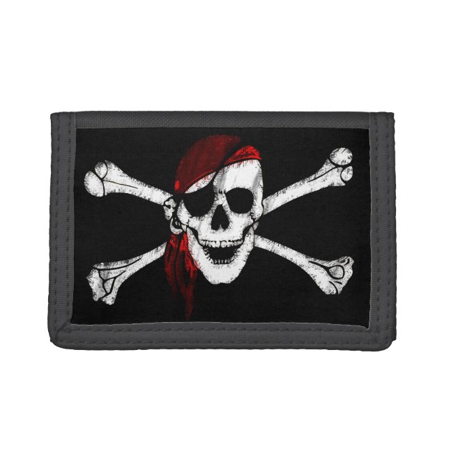 Pirate Skull and Crossbones Tri-fold Wallet (Front)