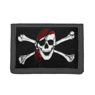 Pirate Skull and Crossbones Trifold Wallet