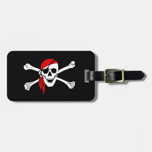 Pirate Skull and Crossbones with Red Bandana Luggage Tag