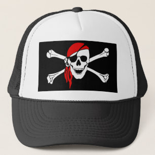 Pirate Skull and Crossbones with Red Bandana Trucker Hat