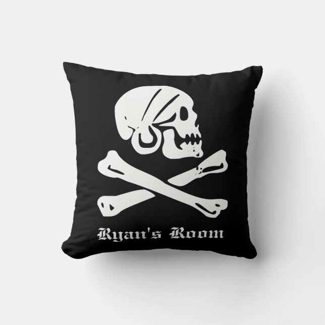 Pirate Skull and Crossed Bones Throw Pillow (Front)