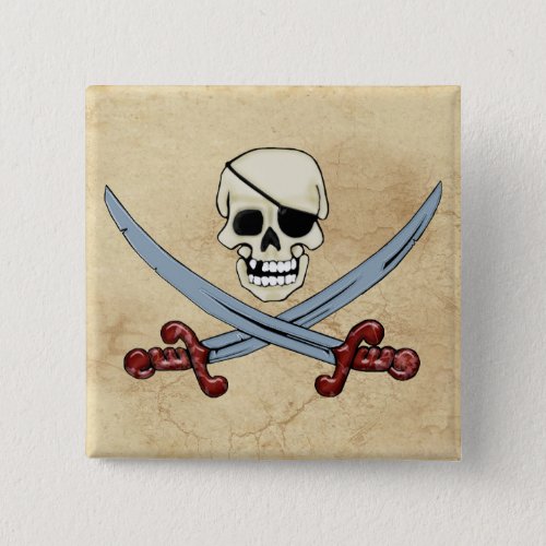 Pirate Skull and Crossed Cutlasses Creepy Art Button