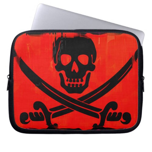 Pirate Skull and Crossed Cutlasses Creepy Art Laptop Sleeve