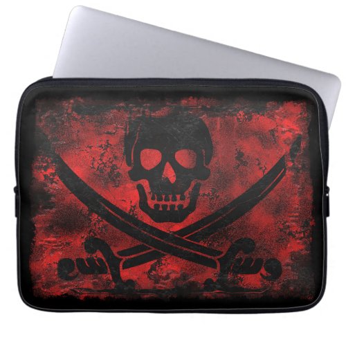 Pirate Skull and Crossed Cutlasses Creepy Art Laptop Sleeve
