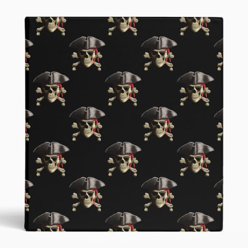 Pirate Skull And Hat 3 Ring Binder