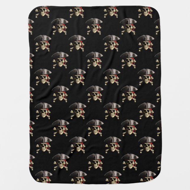 Pirate Skull And Hat Swaddle Blanket (Front)