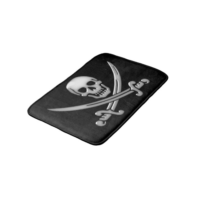 Pirate Skull and Sword Crossbones Bath Mat (Angled)