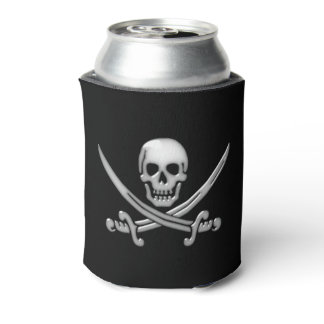Pirate Skull and Sword Crossbones Can Cooler
