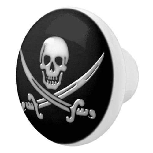 Pirate Skull and Sword Crossbones TLAPD Ceramic Knob