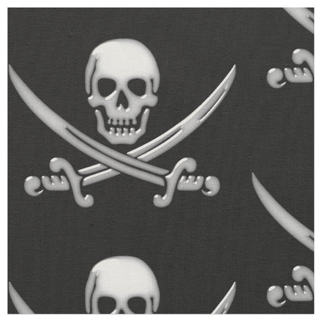 Pirate Skull and Sword Crossbones (TLAPD) Fabric (Close Up)
