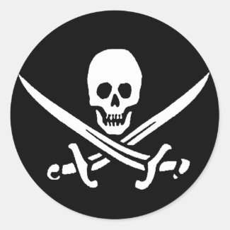 Pirate Skull and Swords Classic Round Sticker