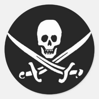 Pirate Skull and Swords Classic Round Sticker