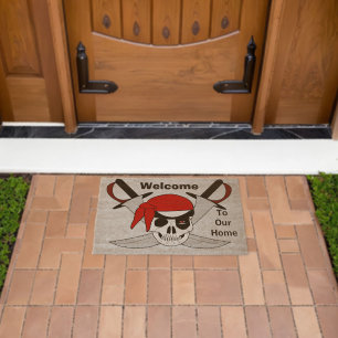 Pirate Skull And Swords Design Personalised Fiber Doormat