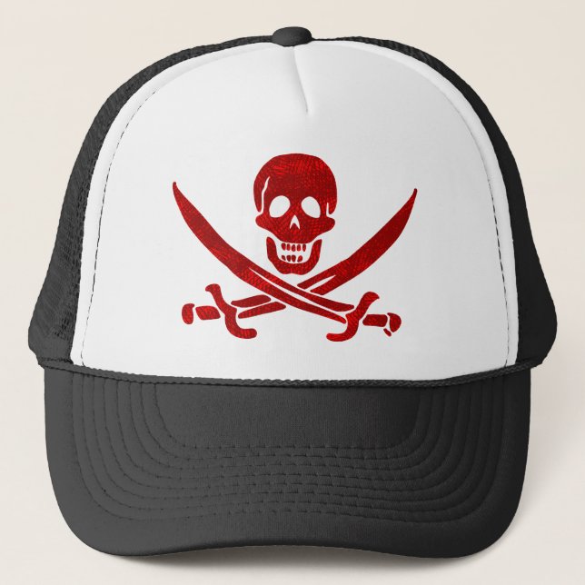 Pirate Skull and Swords Flag Trucker Hat (Front)