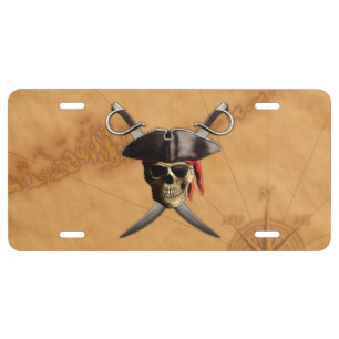 Pirate Skull And Swords License Plate