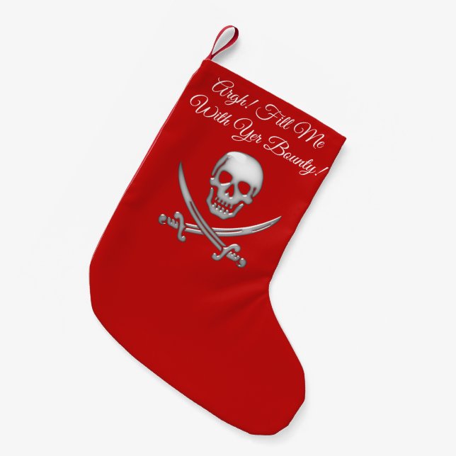 Pirate Skull and Swords Small Christmas Stocking (Front (Hanging))