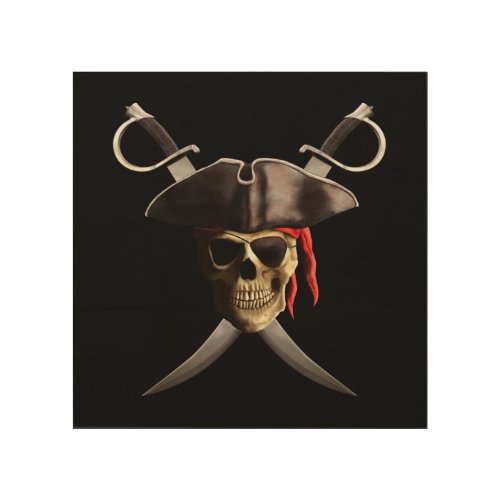 Pirate Skull And Swords Wood Wall Decor