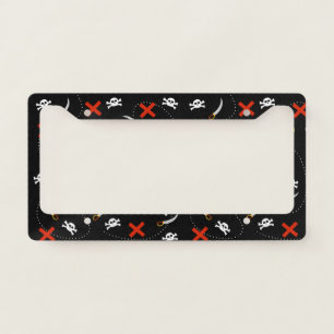 Pirate Skull and Treasure Map Pattern License Plate Frame