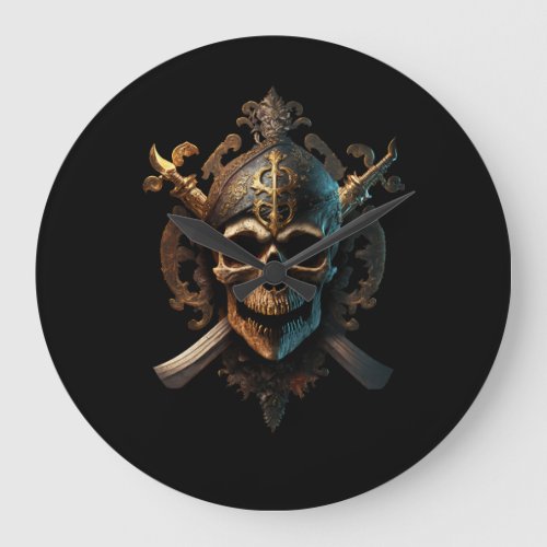 Pirate Skull Art Colock Large Clock