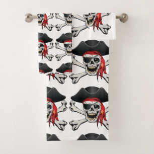 Pirate Skull Bath Towel Set