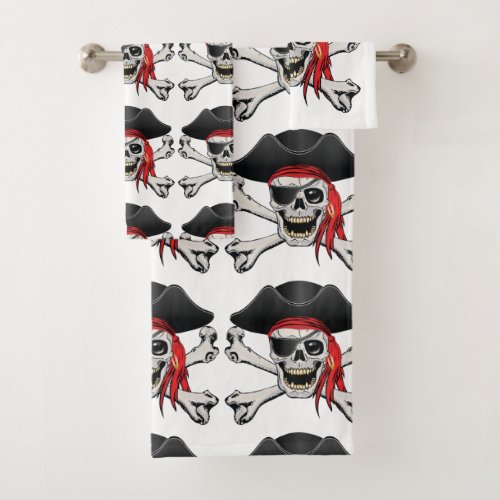 Pirate Skull Bath Towel Set