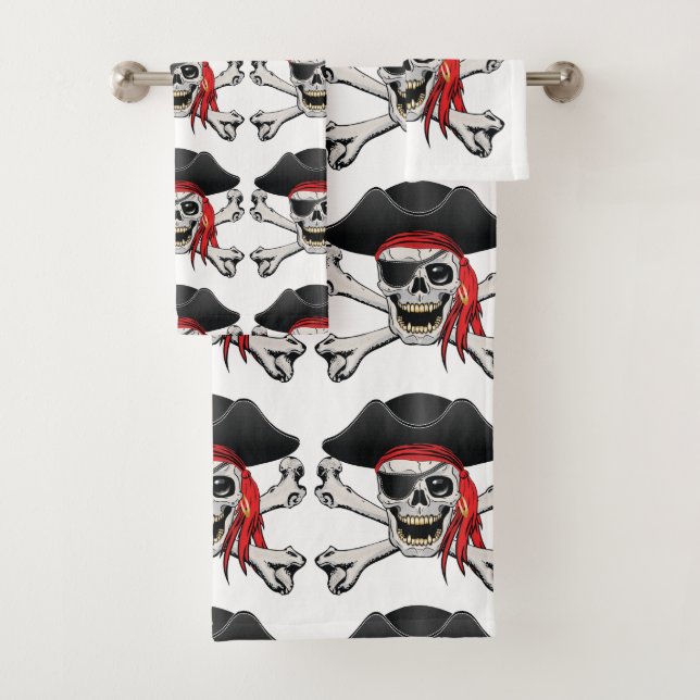 Pirate Skull Bath Towel Set (Insitu)