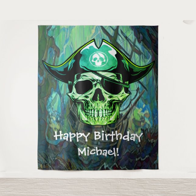 Pirate Skull Birthday Captain Jack backdrop (Front)