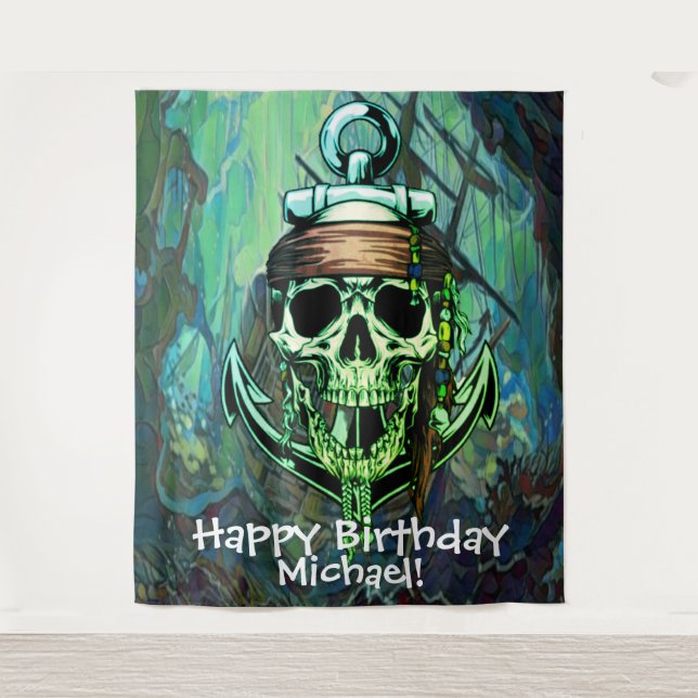 Pirate Skull Birthday Ghost ship Backdrop (Front)