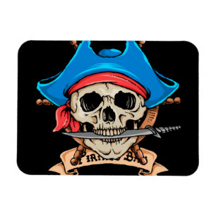 Pirate Skull Biting Knife Magnet
