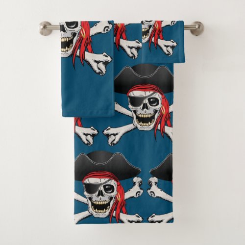Pirate Skull Bluetooth Speaker Bath Towel Set