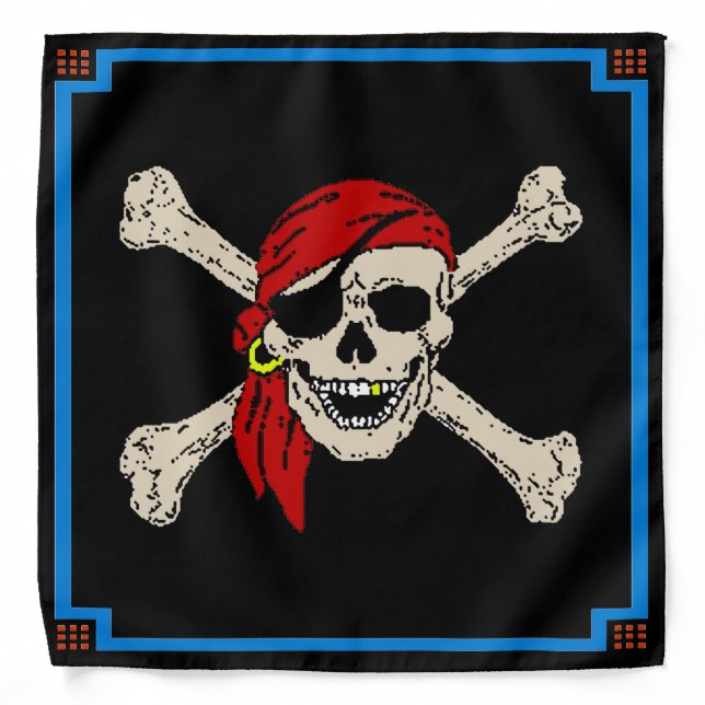 Pirate Skull Bones, Jolly Roger, Bandana (Front)